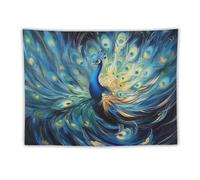 Arazzo Da Parete White Peacock Flower Vibrant Feathers Tapestry Multiuso Arazzi Colorato Arazzo Da Appendere Per Living Room Camera Da Letto Festa 130X152CM