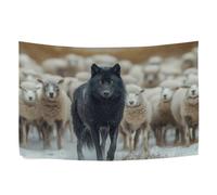 Arazzo Da Parete Wolf And Sheep Print Tapestries Moderni Arazzi Multiuso Arazzo Da Appendere Per Living Room Dormitorio Festa 130X152CM