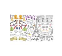 Arazzo decorativo con stampa della Torre Eiffel di Parigi, in poliestere, con ganci e occhielli, per palestra e garage