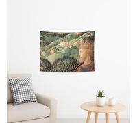 Arazzo decorativo da parete con corona reale, paesaggio con colline verdi, stile medievale, per camera da letto, soggiorno, studio, arredamento per la casa patrimonio 101 x 76 cm