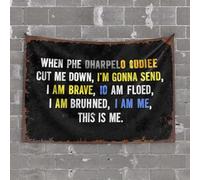 Arazzo decorativo per la stanza con scritta in inglese "When Phe Dharpeo Odiee Cut Me Down, I'M Gonna Send. I Am Brave", arazzo decorativo per porta della stanza o bar (75 x 100 cm)