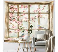 Arazzo di fiori di ciliegio primaverili da appendere alla parete, arazzi estetici per soggiorno, camera da letto, decorazione accogliente della casa, 152 x 127 cm