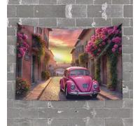 Arazzo divertente con tramonto nel fiore dipinto di strada, decorazione da parete per camera da letto sopra il letto, divertente decorazione per patio (75 x 100 cm)