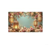 Arazzo Eid Mubarak, 100 x 150 cm, per interni ed esterni (2) | per la decorazione domestica versatile, esposizione del centro comunitario, sfondo di eventi speciali, facile da appendere