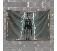 Arazzo estetico elettrico Bunny Warrior: un Thunderous Fashion Statement Tapestry Things per camera dei ragazzi decorazione camera da letto (100 x 150 cm)