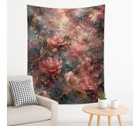 Arazzo floreale color pesca, da appendere alla parete, elegante decorazione per la casa per camera da letto, soggiorno, spazio rilassante, arte estetica da parete 152 x 203 cm