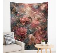 Arazzo floreale color pesca, da appendere alla parete, elegante decorazione per la casa per camera da letto, soggiorno, spazio rilassante, arte estetica da parete, 178 x 228 cm