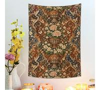 Arazzo floreale con ninfee marroni blu, da appendere alla parete, decorativo vintage, elegante arazzo estetico per soggiorno, camera da letto, decorazione per la casa, 91 x 121 cm