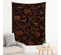Arazzo floreale scuro, da appendere alla parete con motivo botanico vintage, elegante decorazione per la casa per soggiorno, camera da letto, arazzo estetico per un'estetica accogliente, 152 x 203 cm