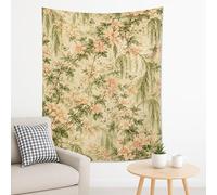 Arazzo floreale verde pesca, farfalla botanico vintage da appendere alla parete, arazzo estetico per soggiorno, camera da letto, decorazione per la casa, 152 x 203 cm