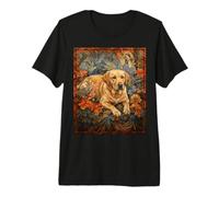 Arazzo Floreale Vintage Yellow Lab Dog Maglietta Premium