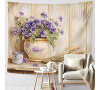 Arazzo floreale viola decorazione da parete botanica arazzi estetici primaverili per camera da letto, soggiorno, camera da letto, arredamento accogliente per la casa, 152 x 101 cm