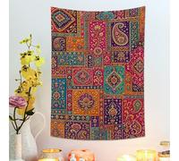 Arazzo geometrico colorato, vivace patchwork da appendere alla parete, arte decorativa bohémien per soggiorno, camera da letto, spazio per meditazione, 76 x 101 cm