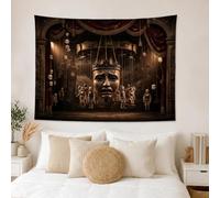 Arazzo gotico con maschera teatrale drammatica marionetta scena 152,4 x 127 | Palcoscenico teatrale, tessuto da appendere alla parete, bambole marionette, architettura vintage, tema dark fantasy