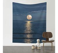 Arazzo hippie luminoso con luna sul mare, decorazione per la casa, dormitorio, 130 x 152 cm (lunghezza x larghezza)