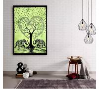 Arazzo indiano da appendere al muro mandala psichedelico bohemien cotone elef...