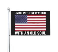 Arazzo Living In The New World With An Old Souls per la stanza dei ragazzi, con bandiera personalizzata su due lati, per camera dei ragazzi, 9,1 x 1,5 m, arazzo Living In The New World With An Old So