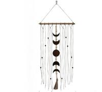Arazzo macramè, 35 x 85 cm, da appendere alla parete, decorazione geometrica in cotone, design con frange intrecciate a mano, per camera da letto e soggiorno (stile asta lunare)
