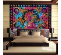 Arazzo mandala in cotone multicolore doppio colore stampato tie-dye sole luna...