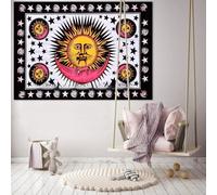 Arazzo mandala Sun Moon And Stars hippie da appendere a parete lancio indiano...