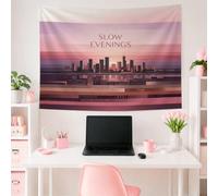 Arazzo minimalista con paesaggio urbano con citazione dello skyline della