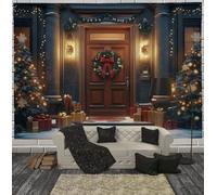 Arazzo Natalizio Da Appendere Alla Parete, Coperta Ghirlanda Natalizia Per Invernali, Arazzo Da Parete Architettura Moderna Marrone Ruggine Per Soggiorno Camera Da Letto Dormitorio, 200X150Cm