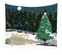 Arazzo natalizio e invernale con scena innevata per la decorazione della parete della casa, materiale in velluto di poliestere con stampa resistente allo sbiadimento, adatto per molteplici usi (H)