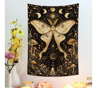 Arazzo nero con farfalla e luna, da appendere alla parete, decorazione bohémien per soggiorno, camera da letto, accessori estetici per la casa, 76 x 101 cm