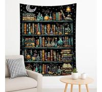 Arazzo nero per libreria, da appendere alla parete, per camera da letto, soggiorno, decorazione per Halloween, 152 x 203 cm