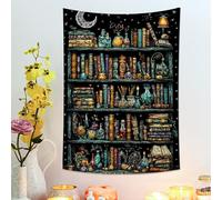 Arazzo nero per libreria, libreria magica, da appendere alla parete, arazzi mistici per camera da letto, soggiorno, decorazione di Halloween 76 x 101 cm