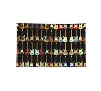 Arazzo orizzontale stampato con motivo chitarra artistica, bandiera durevole per interni ed esterni per fraternità e festival