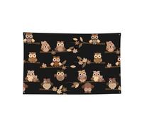 Arazzo orizzontale stampato con simpatici gufi marroni, resistente, per interni ed esterni, per fraternità e festival