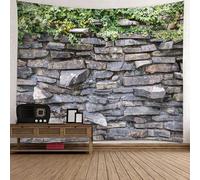 Arazzo per camera da letto, poliestere, verde grigio verde viti e pietra arazzo da parete 210 x 140 cm