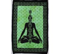 Arazzo poster sette chakra in cotone fatto a mano indiano tappetino yoga etni...