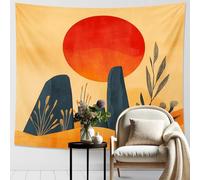 Arazzo rosso tramonto, natura astratta da appendere alla parete, arte decorativa moderna per camera da letto, soggiorno, estetica bohémien, accogliente decorazione per la casa, 127 x 152 cm