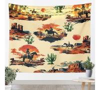 Arazzo rustico cowboy taglia L cactus verde classico tramonto deserto soffitto per dormitorio retrò vintage stile occidentale da appendere alla parete arte per adolescenti