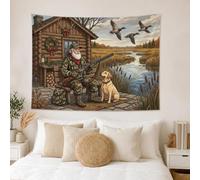 Arazzo rustico per esterni Hunter e Labrador, 152,4 x 127 cm | Labrador Retriever giallo, arazzo da appendere alla parete, scena rustica, paesaggio delle paludi, arte della fauna selvatica