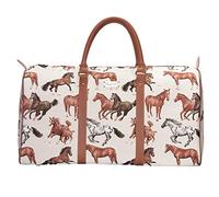 Arazzo Siganra Grande Borsa Da Viaggio Donna, Bagaglio A Mano, Weekender, Grande Palestra Bag con Design William Morris, Cavallo corrente., Large