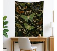 Arazzo verde con farfalle e falene, da appendere alla parete, decorazione estetica per la casa per soggiorno, camera da letto, meditazione, 101 x 152 cm
