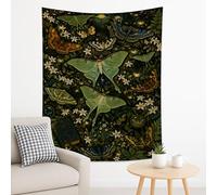 Arazzo verde con farfalle e falene, da appendere alla parete, decorazione estetica per la casa per soggiorno, camera da letto, meditazione, 152 x 203 cm