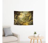 Arazzo verde della foresta tropicale, lussureggiante foglia di palma, da appendere alla parete, estetica ispirata alla natura per soggiorno, camera da letto, decorazione per la casa, 121 x 91 cm