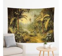 Arazzo verde della foresta tropicale, lussureggiante foglia di palma, da appendere alla parete, estetica ispirata alla natura per soggiorno, camera da letto, decorazione per la casa, 203 x 152 cm