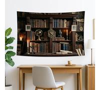 Arazzo vintage marrone per libreria, decorazione per la casa, arazzo da parete, classico estetico per soggiorno, studio, atmosfera accogliente, 152 x 127 cm