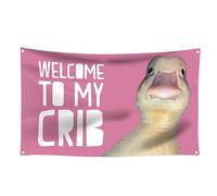 Arazzo "Welcome to My Crib" - Bandiera da parete per dormitorio, grotta da uomo, bandiere divertenti, cartelli di cortile alla moda, per feste | Benvenuti nella mia del presepe | Man