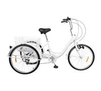 ARBGO Triciclo per adulti 3 ruote bicicletta triciclo moderno adulto triciclo con lampada da moto cestino della spesa e riflettori velocità regolabile altezza fino a 120 kg, bianco