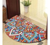 ARBOEE Zerbino semi-circolare, tappeto assorbente semicircolare, rotondo, moquette, bohémien, interno per pavimento, decorazione terrazza, zerbino per interni (cerchio di colore, 60 x 100 cm)