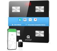 arboleaf Bilancia intelligente per peso corporeo e grasso, bilancia digitale da bagno Bluetooth, analizzatore di composizione corporea con app, 14 metriche includono BMI, capacità di 400 libbre (nero)