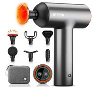 Arboleaf Pistola Masaje Muscular, Massaggiatore Professionale,Grigio Scuro | Pistola Massaggiante con Calore, 6 Teste Massaggio, Ampiezza 8mm, 3000giri/min con 4 Velocità, Ricarica con USB-C, Silenzioso