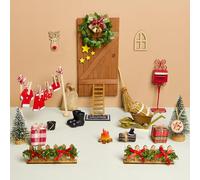 Arbolisse Nomo - Set per porta di gnomo di Natale, per bambini, decorazione in legno, in miniatura, Elf On The Shelf, accessori per gnomi, set di Natale completo