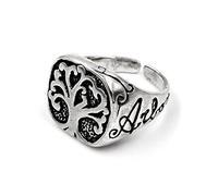 Arbor Vitae Anello Chevalier in Argento Brunito con Albero della Vita Argento